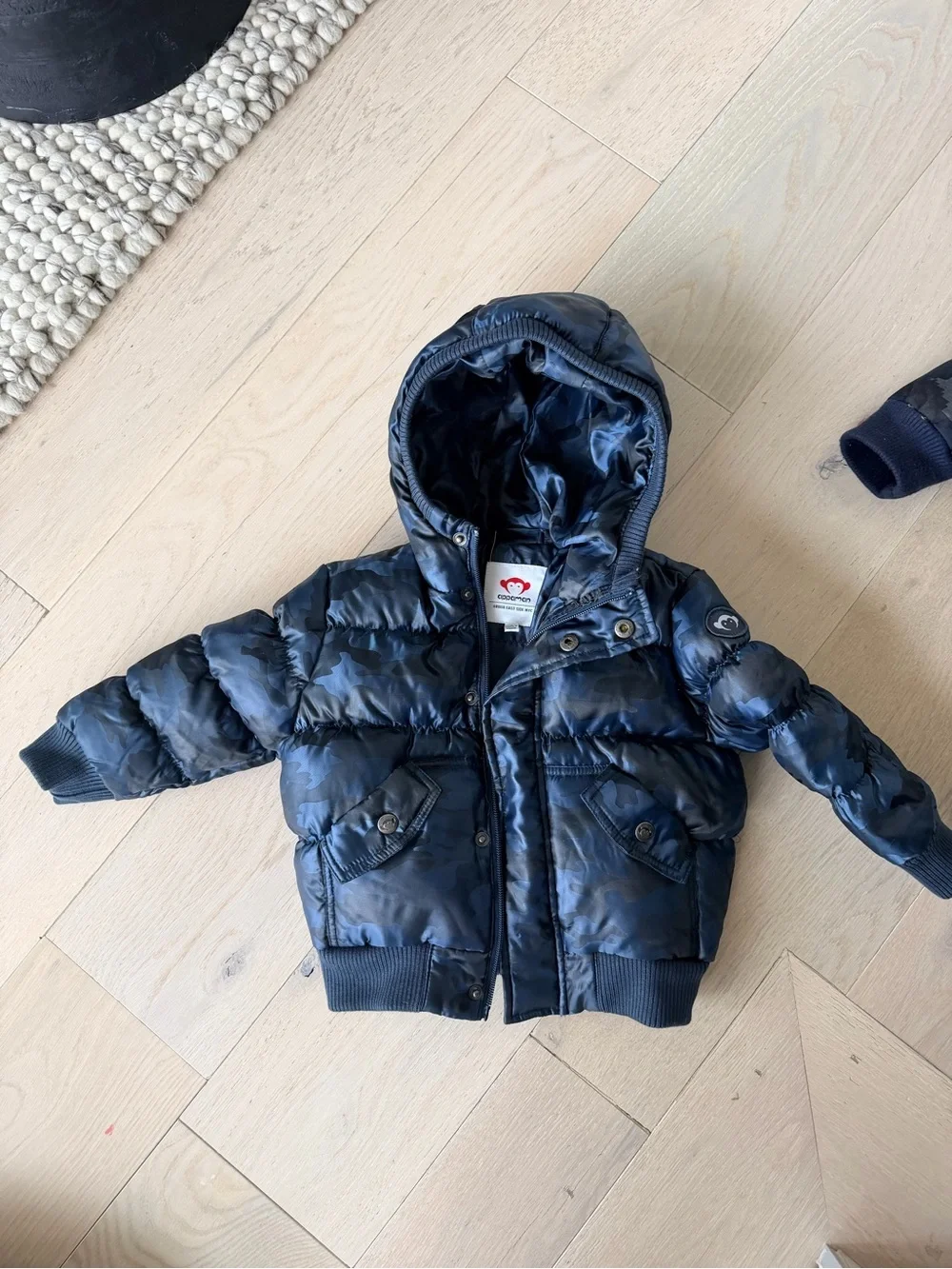 Appaman Navy Camouflage Puffer Jacket with Hood